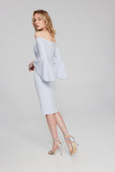 Joseph Ribkoff Celestial Blue Off-the-Shoulder Sheath Dress Style 241720
