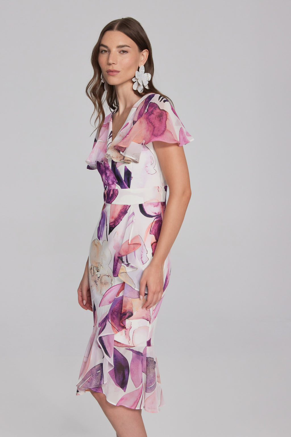 Joseph Ribkoff Vanilla/Multi Floral Print Dress Style 241732