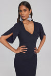 Joseph Ribkoff Midnight Blue Sheath Dress with Pearl Detail Style 241762