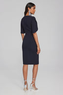 Joseph Ribkoff Midnight Blue Sheath Dress with Pearl Detail Style 241762
