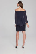 Joseph Ribkoff Midnight Blue Sheath Dress with Chiffon Cape Style 241781