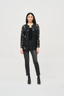 Joseph Ribkoff Laser-Cut Leatherette on Mesh Jacket Style 241905
