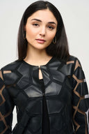 Joseph Ribkoff Laser-Cut Leatherette on Mesh Jacket Style 241905
