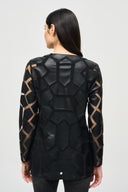 Joseph Ribkoff Laser-Cut Leatherette on Mesh Jacket Style 241905