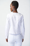 Joseph Ribkoff Vanilla Denim Jacket with Embellished Pockets Style 241912