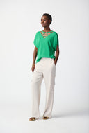 Joseph Ribkoff Island Green Sweater With Cutout Neckline Style 241915
