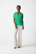Joseph Ribkoff Island Green Sweater With Cutout Neckline Style 241915