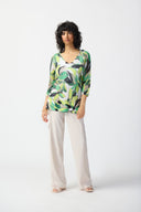 Joseph Ribkoff Vanilla/Multi Open Stitch Sweater Style 241918