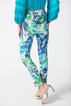 Joseph Ribkoff Vanilla/Multi Tropical Print Slim Fit Pants Style 242000