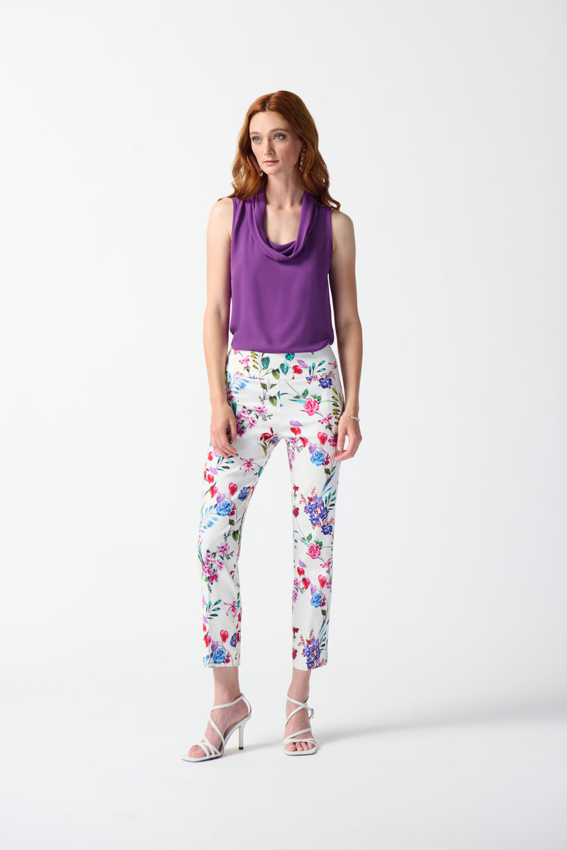 Joseph Ribkoff Vanilla/Multi Floral Print Cropped Pants Style 242007