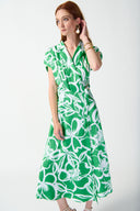 Joseph Ribkoff Green/Vanilla Floral Print Flowy Wrap Dress Style 242030