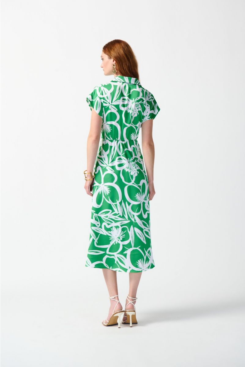 Joseph Ribkoff Green/Vanilla Floral Print Flowy Wrap Dress Style 242030