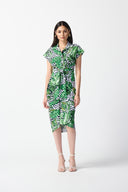 Joseph Ribkoff Vanilla/Multi Tropical Print Shirt Dress Style 242033