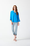 Joseph Ribkoff French Blue Buttoned Collar Boxy Top Style 242057