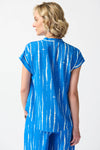 Joseph Ribkoff Blue/White Abstract Print Flared Top Style 242063