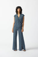 Joseph Ribkoff Black/Multi Geometric Print Wrap Top Style 242064