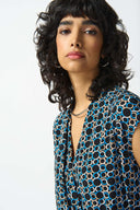 Joseph Ribkoff Black/Multi Geometric Print Wrap Top Style 242064