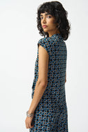 Joseph Ribkoff Black/Multi Geometric Print Wrap Top Style 242064