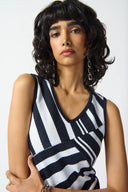 Joseph Ribkoff Midnight Blue/Off-White Sleeveless Sheath Dress Style 242077