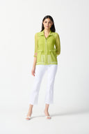 Joseph Ribkoff Key Lime Mesh And Silky Knit Straight Jacket Style 242102