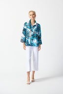 Joseph Ribkoff Vanilla/Multi Butterfly Print Trapeze Jacket Style 242106