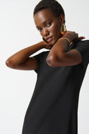 Joseph Ribkoff Black Straight Dress with Fringes Style 242113