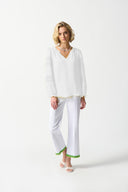 Joseph Ribkoff Off-White Georgette Puff Sleeve Top Style 242124