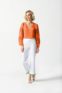 Joseph Ribkoff Mandarin Georgette Puff Sleeve Top Style 242124