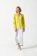 Joseph Ribkoff Sunlight Georgette Puff Sleeve Top Style 242124