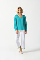 Joseph Ribkoff Seaview Georgette Puff Sleeve Top Style 242124