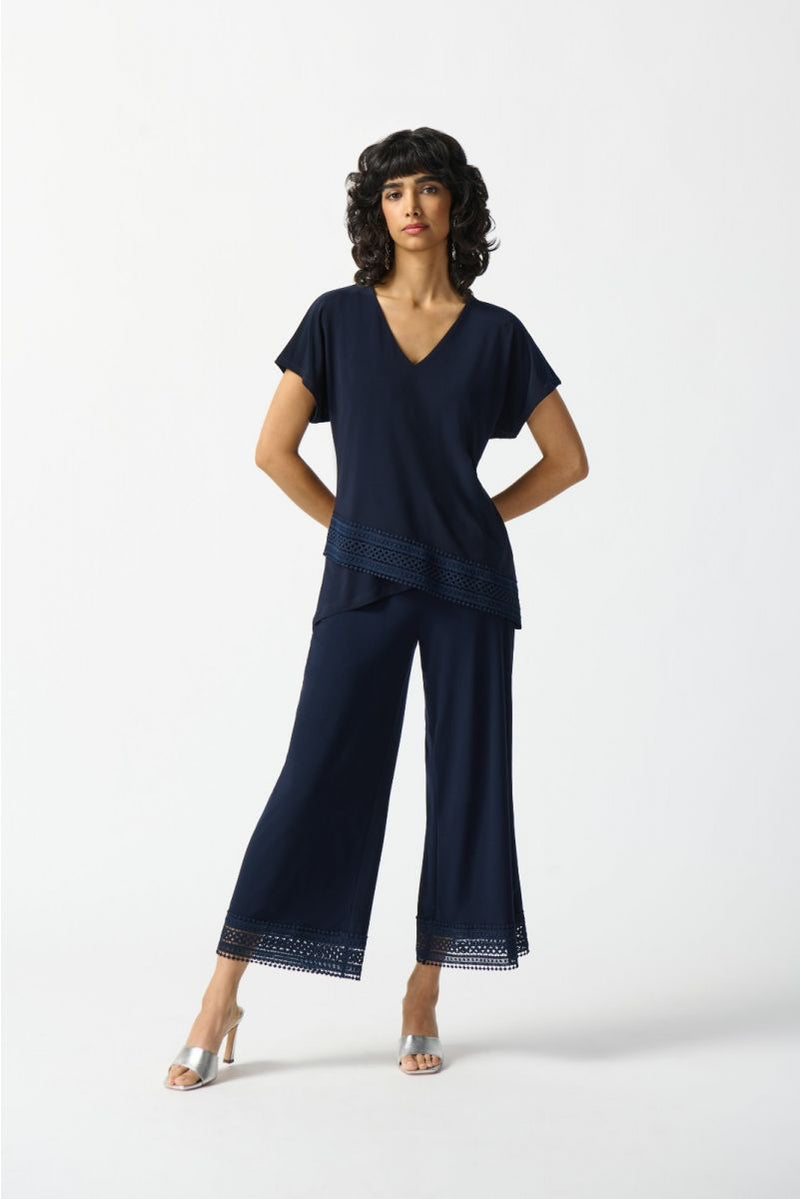 Joseph Ribkoff Midnight Blue Pull-On Culotte Pants Style 242134