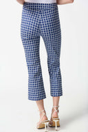 Joseph Ribkoff White/Blue Geometric Print Flare Pants Style 242137