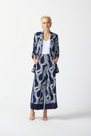Joseph Ribkoff Midnight Blue/Vanilla Abstract Print Wide-Leg Pants Style 242144