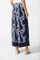 Joseph Ribkoff Midnight Blue/Vanilla Abstract Print Wide-Leg Pants Style 242144