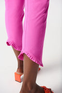 Joseph Ribkoff Pink Crop Pants With Ruffles Style 242145