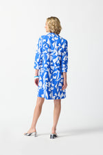 Joseph Ribkoff Blue/Vanilla Abstract Print Trapeze Dress Style 242154