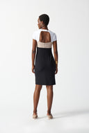 Joseph Ribkoff Black/Vanilla/Dune Color-Block Sheath Dress Style 242156