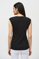 Joseph Ribkoff Black Bamboo Jersey Fitted Top Style 242181