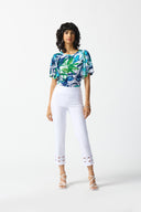 Joseph Ribkoff Vanilla/Multi Tropical Print Top Style 242183