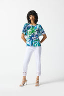 Joseph Ribkoff Vanilla/Multi Tropical Print Top Style 242183