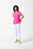 Joseph Ribkoff Ultra Pink Front Drape Top Style 242199