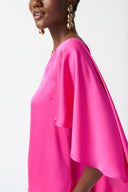 Joseph Ribkoff Ultra Pink Satin Cape Top Style 242202