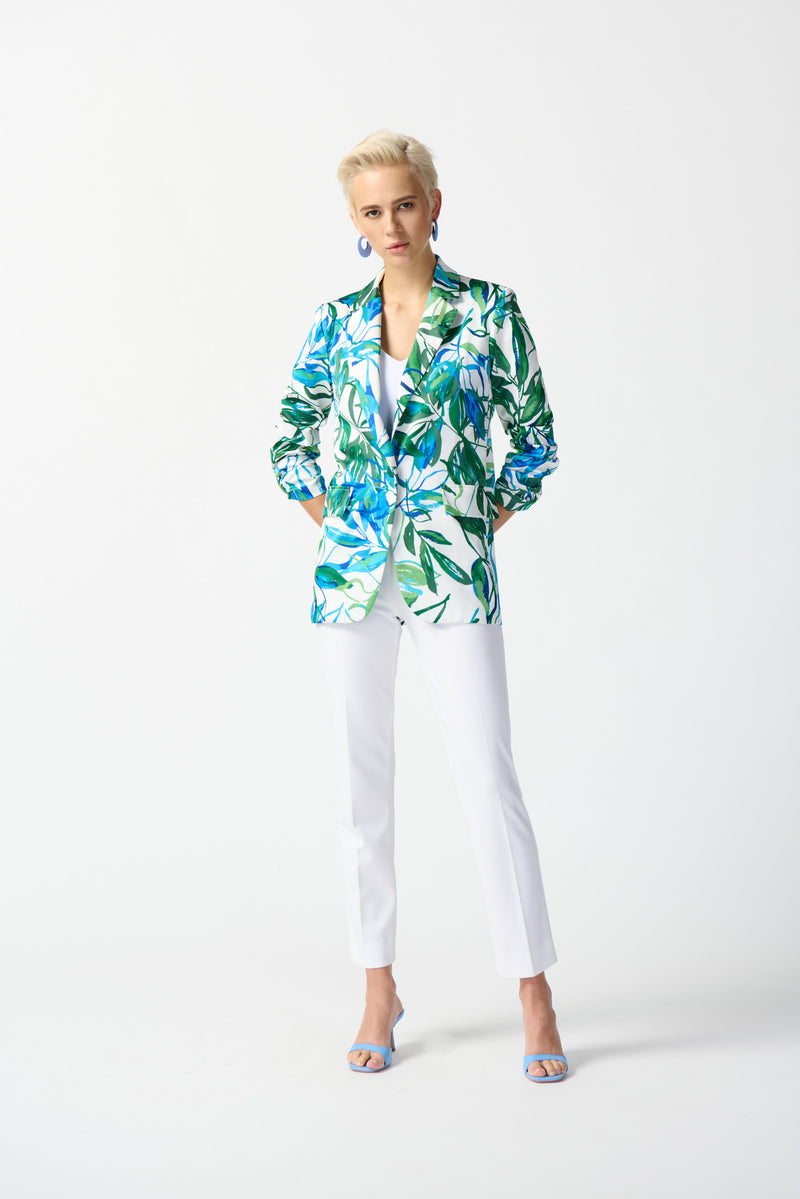 Joseph Ribkoff Vanilla/Multi Tropical Print Blazer Style 242210