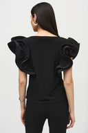 Joseph Ribkoff Black Statement Sleeve Top Style 242236