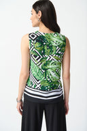Joseph Ribkoff Vanilla/Multi Tropical Print Flared Top Style 242237