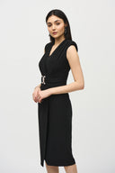 Joseph Ribkoff Black Sleeveless Wrap Dress Style 242711