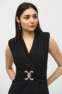 Joseph Ribkoff Black Sleeveless Wrap Dress Style 242711
