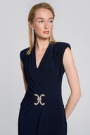 Joseph Ribkoff Midnight Blue Sleeveless Wrap Dress Style 242711
