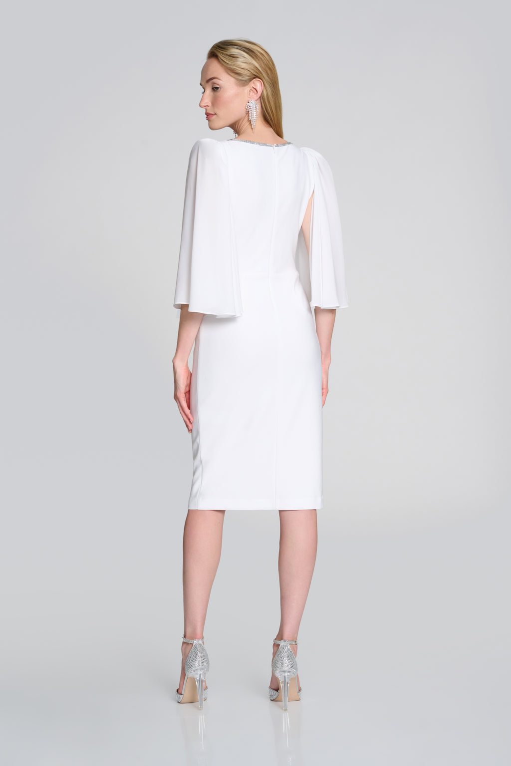 Joseph Ribkofff Vanilla Wrap Dress with Flowy Georgette Sleeves Style 242732