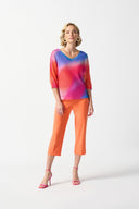 Joseph Ribkoff Open Stitch Abstract Print Pullover Sweater Style 242904